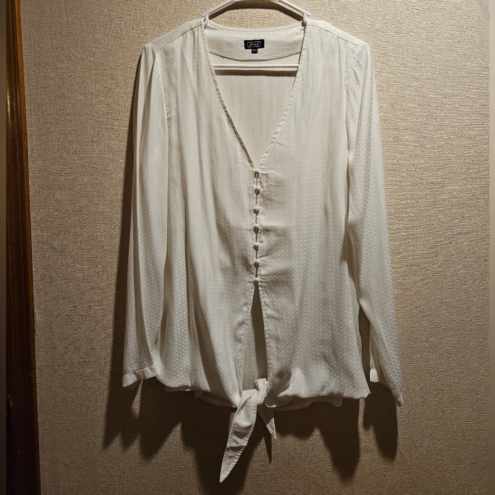 Lira Women's blouse, Medium, White with tie front